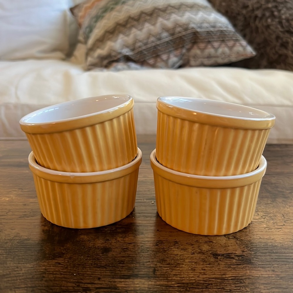 Set of 4 Vintage Yellow Ramekins